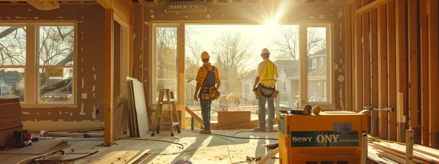construction workers renovating a home in kansas city.