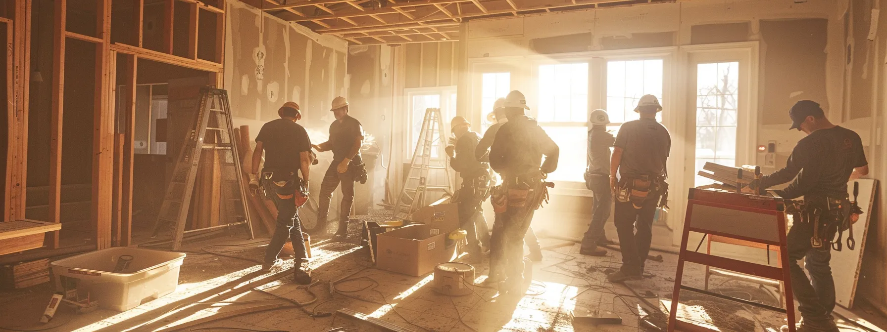 a group of contractors working on a home remodeling project in kansas city.