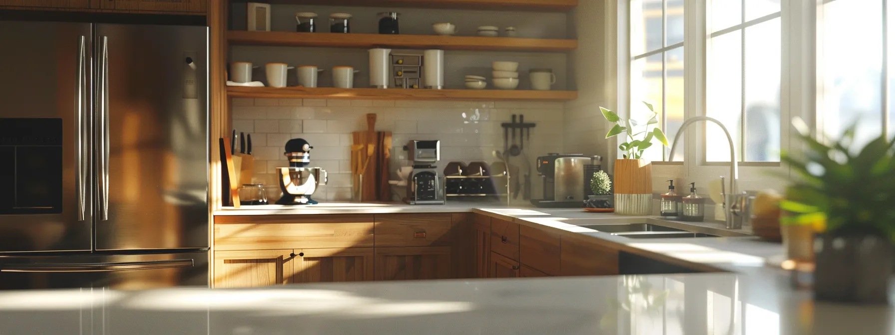 a newly remodeled kitchen, complete with modern fixtures and appliances.